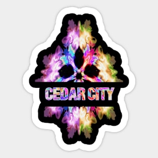 Cedar city Tie Dye Watercolor Gift Souvenir Sticker